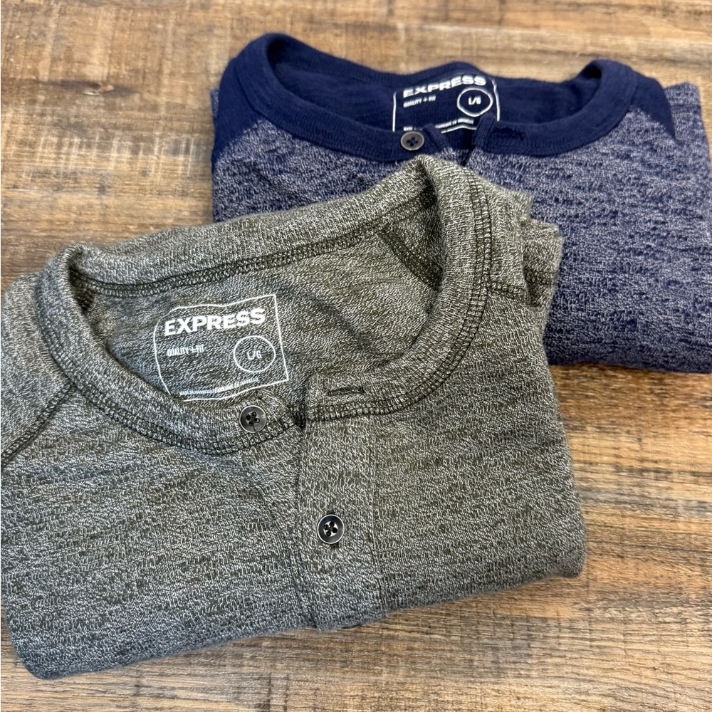 Express Men’s Long Sleeve Henley Shirt Set | Size L